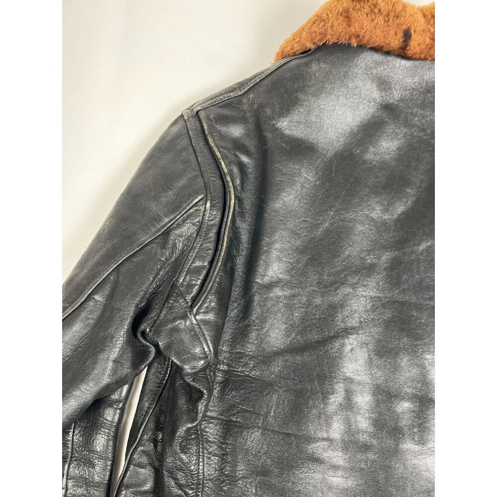 Borman Sports Bormcolt Men’s XL Vintage 50s Black Leather Bomber Jacket - Picture 8 of 15